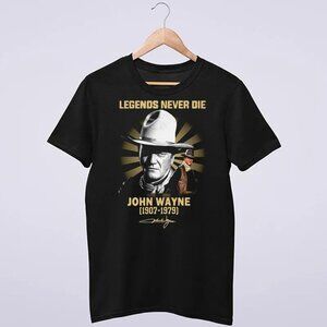 John Wayne T-Shirt Legends Never Die Vintage Western Movie Fan Graphic 86